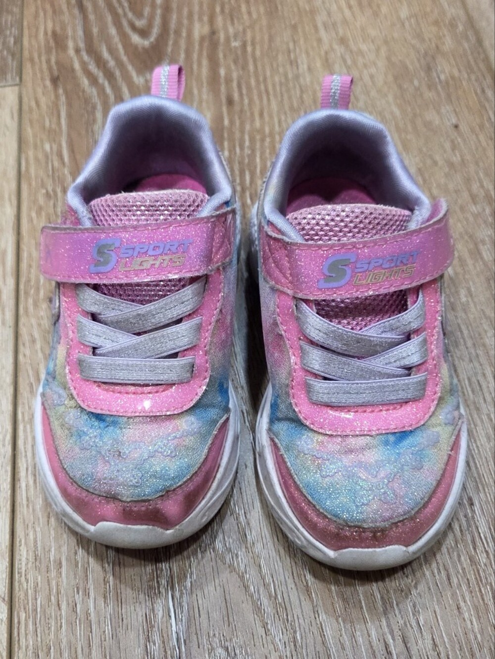 Sketchers Sports Lights Pink Glitter Multi-Color Toddler Sneakers Size 6